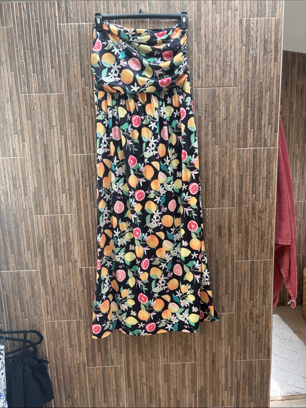 Black Citrus-Print Maxi dress- Women